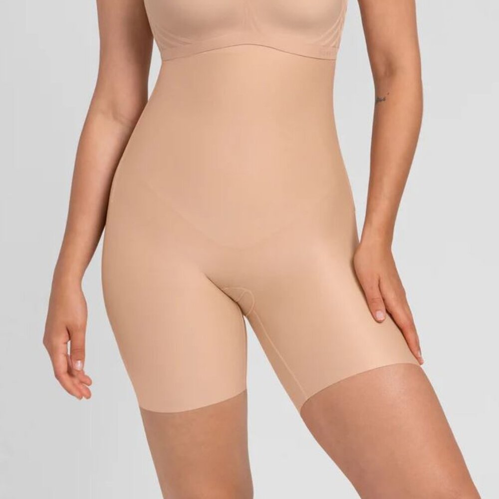 HONEYLOVE Women's No Show High Waist Short Shapewear in Sand Size Large - NEW